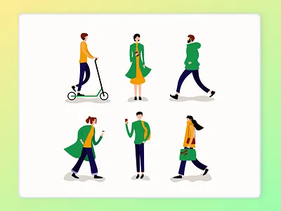 Humans Illustration 169349 green human humans illustration mockup orange people street ui uidesign vector