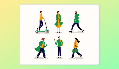 Humans Illustration 169349 green human humans illustration mockup orange people street ui uidesign vector