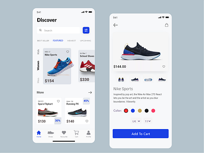 Sneakers Ecommerce App app app design app designer commerce ecommerce eshop mobile app design online shop shoes user interface uxdesign