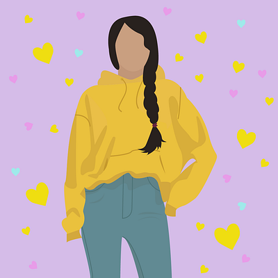 Yellow hearts design illustration illustrator portrait portrait art portrait illustration vector