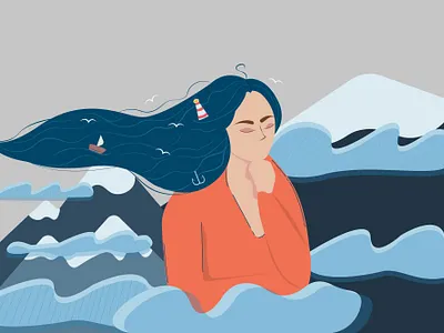 Mother Nature character design girl graphic illustration mountain nature vector