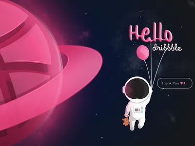 Hello Dribbble baby astonaut dribbble invite hello hello dribbble illustration shot space
