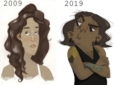 2009 vs. 2019 2009 vs 2019 2009vs2019 art cartoon character design design digital painting illustration illustration art photoshop photoshop art portrait portrait art