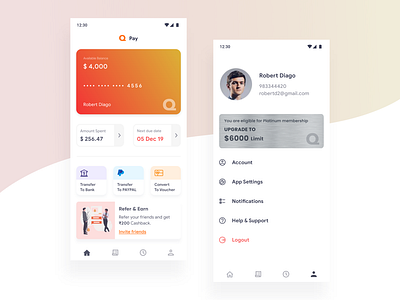 Credit Card Application - Q Pay bills credit card digital wallet interaction design money money transfer payment app payments product design ui uidesign uiux wallet