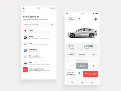 EV Charge Managment Application android app audi bmw charge electric electric car evcar ford gas pump interaction design lucid mobile ui renewable energy tesla uidesign uiux