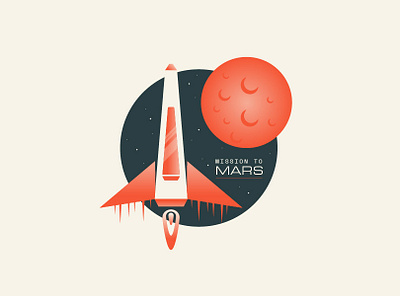 Mission to Mars (Weekly Warm-up #13) blue design illustration kansas city mission orange planet space spaceship stars typography vector weekly warm up