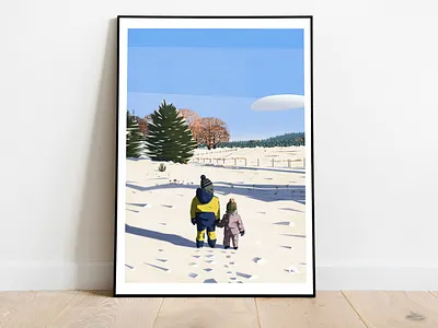 Brothers in the snow brothers digitalpainting illustration poster art posters snow winter
