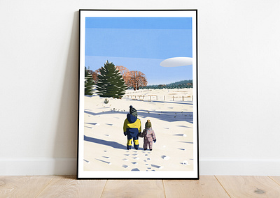 Brothers in the snow brothers digitalpainting illustration poster art posters snow winter