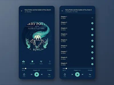 Audiobook Player android ui audio book bookmark chapter ebook mobile next offline pause player playlist queue speed timer