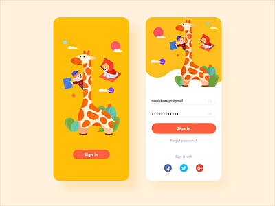 Sign In Interface app book design education enlightenment giraffe icon illustration music sign in sign in page story ui ux