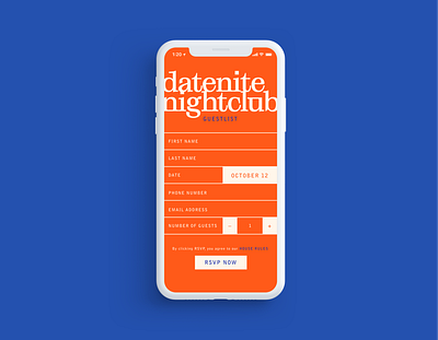 It's Datenite 🖤 design flat guestlist minimal nightclub nightlife signup ui web