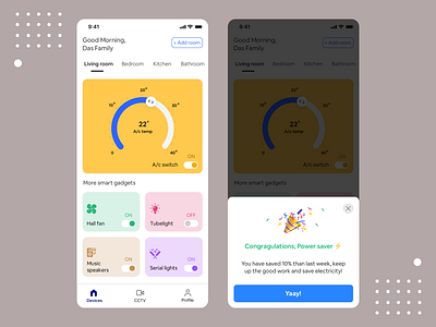 Smart home Concept bar cards confetti dashboard design empathy gadget gadgets ios minimal room sketch smartapp smarthome toggle ui uiux uiuxdesign ux