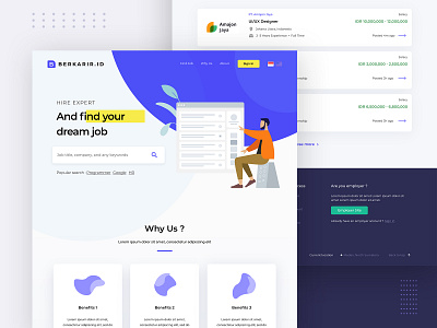 Berkarir Job Board | Landing Page exploration flat hiring homepage humaaans illustration job board job vacancy kotakpintar landing page ui ui design ui ux web design website website design