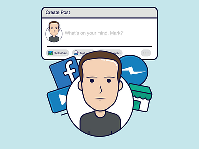 Mark facebook flat design illustration lineart vector