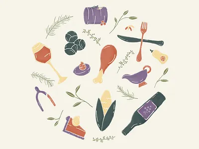 thxgiving 🍗 brushes brussels sprouts corn cranberry sauce design egg food gravy holiday icons illustration illustrator photoshop pie pumpkin pie texture thanksgiving turkey wine wishbone