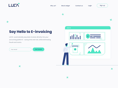 Luca+ landing page design accounting branding e invoicing illustration landingpage melbourne mint mint green webdesign