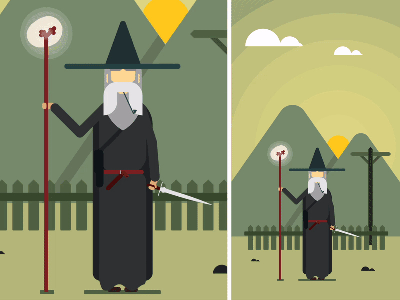 Lord Gandalf after effects butterfly character design day gandalf gif illustraion illustrator iran loop lord lord of the rings lotr motion night tehran