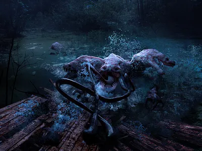 swamp creeper conceptart illustration illustration art lizard movie photomanipulation swamp zbrush pixlogic