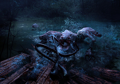 swamp creeper conceptart illustration illustration art lizard movie photomanipulation swamp zbrush pixlogic