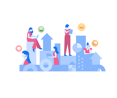 Women's Empowerment adobe adobe illustrator app branding colorful community design digital email flat girls illustration laptop love marketing phone ui vector women working