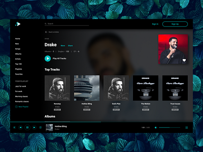 Online Music Service album dark music art music player music player app music player ui player visual playlist service song sound ui ui uidesign web website