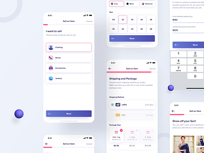Vinimay / Sell Flow app apple clean clothing colorful design dress flow ios iphone mobile pink purple sell shop steps swap ui ux women