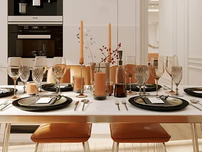 Fragment of a dining room in a four-room apartment 3d 3ds max 3dsmax 3dvisualization corona render corona renderer design interior interior design interiors