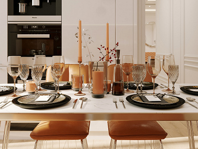 Fragment of a dining room in a four-room apartment 3d 3ds max 3dsmax 3dvisualization corona render corona renderer design interior interior design interiors