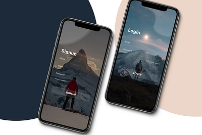 Login Sign Up Screen design login login screen mobile mobile app design mobile ui mountains signup signup screen