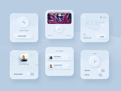 Neumorphism Fitness App | Apple Watch app app design apple apple watch clean fitness fitness app fitness tracker mobile mobile app neumorphic neumorphism plyuto skeuomorphism smart smartwatch sport trending watch white
