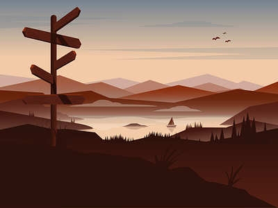 Mountain Range Landscape adobe illustrator design editorial design flat design illustration landscape mountain range mountains nature vector