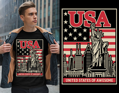 Usa T-Shirt Design american tee apparel design branding design graphic design graphic tee illustration logo memorial day mens fashion minimalist t shirt streetwear t shirt t shirt design typography usa usa t shirt usa theme usa tshirt