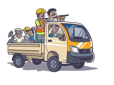 India product UI UX, persona 2 expression illustration india persona truck van workers
