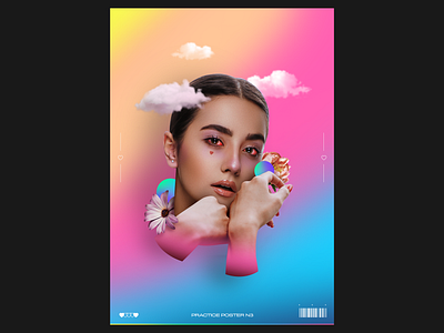 Poster LOVE flowers gradient poster poster design posters vaporwave