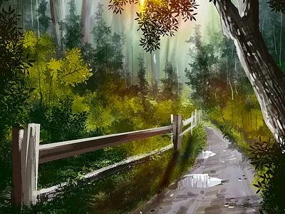 good morning adobe artist design digital illustraion landscape illustration