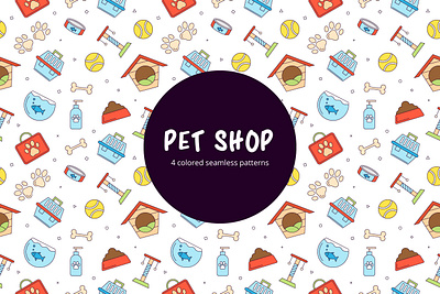 Pet Shop Linear Seamless Pattern graphics pattern pet shop typography vector