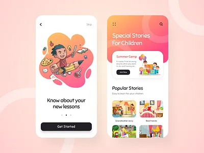 Kids Learning App app child children creative creativedreams kids kidsapp minimal mobile mobile app mobile app design mobile design mobile ui story ui design uiux