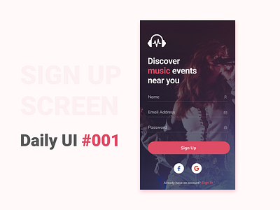 Signup app dailyui dailyui001 interaction signup ui uiux