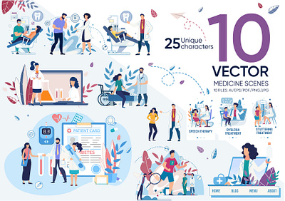 Vector Medical Scene aid blood care cartoon chemical chemistry child flat health illustration medical medicine physician research scene science scientist test vector woman