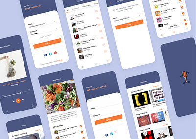 podcast app application branding design illustration minimal ui ux