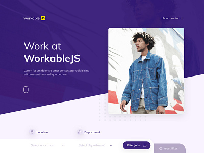 Workable JS design filter forms home landing page layout ui ux web web design