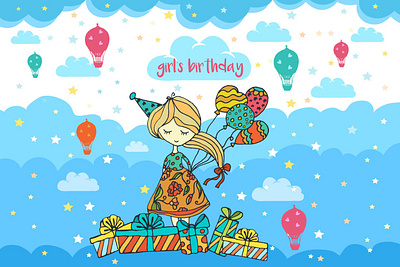 Girl’s Birthday Free Vector Illustration birthday free freebie graphics illustration vector