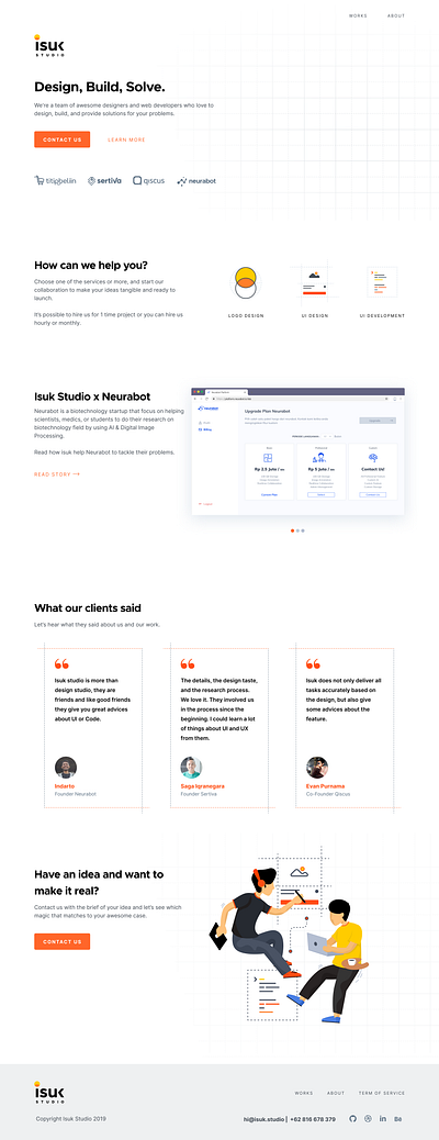 Isuk Landing Page agency clean design grid landing page minimalist white