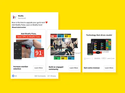Facebook Ads | Wodify Pulse ads branding communication design facebook facebook ads fitness graphic illustration layout minimal ui visual wodify