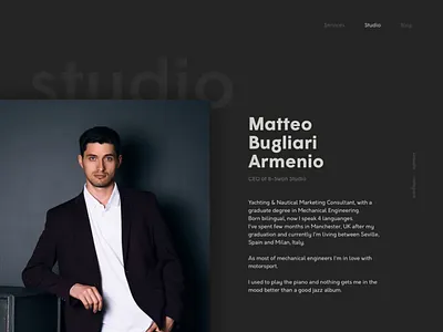 Biography Page Animation animation animation design biography dailyui design landing page portfolio principleapp scroll animation typography ui uiux web website