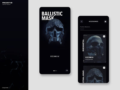 Ballistic Mask army black dark futuristic helmet mask mercenary military minimal mobile shop store ui ux