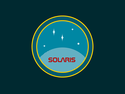 solaris - mission patch astronaut badge blue chevron cosmos design dribbbleweeklywarmup emblem flat illustration label lem mission patch solaris space sticker stripe universe vector