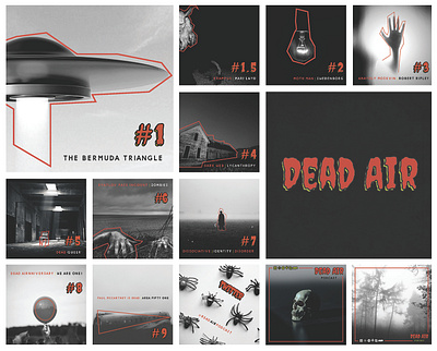 Dead Air Podcast Instagram Marketing Branding Board art artwork clean creepy dark design horror instagram marketing modern podcast seo social media