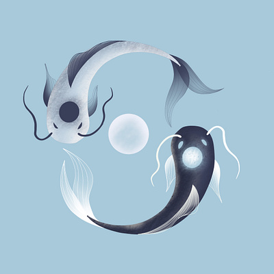 Ying Yang avatar design digital art fish graphic illustration illustration art koi koi fish procreate