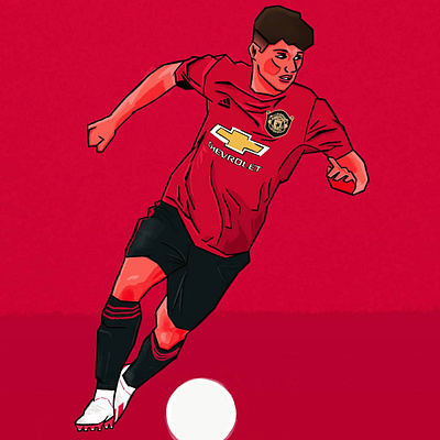 Dan James Illustration design drawing football footballer illustration manchester united procreate procreate app soccer